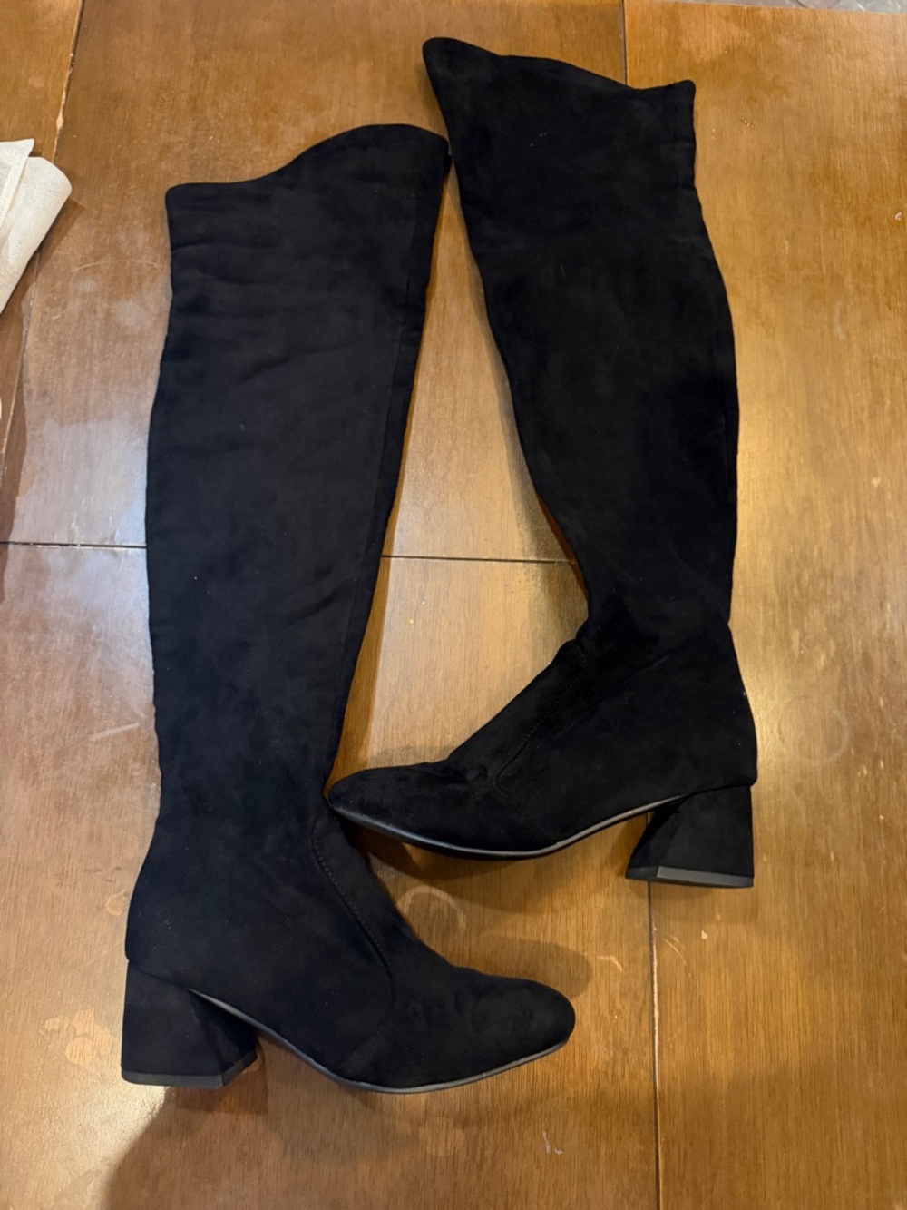 Miracle eye 1970s inspired black thigh high boots